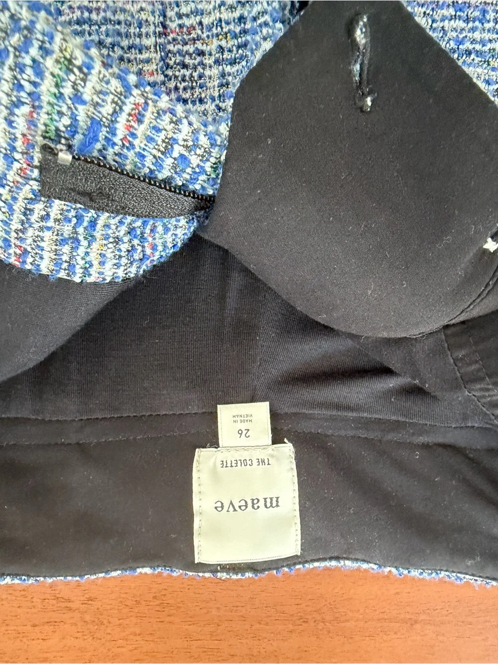 Maeve Blue Tweed Wide-Leg Cropped Pants - Picture 4 of 7